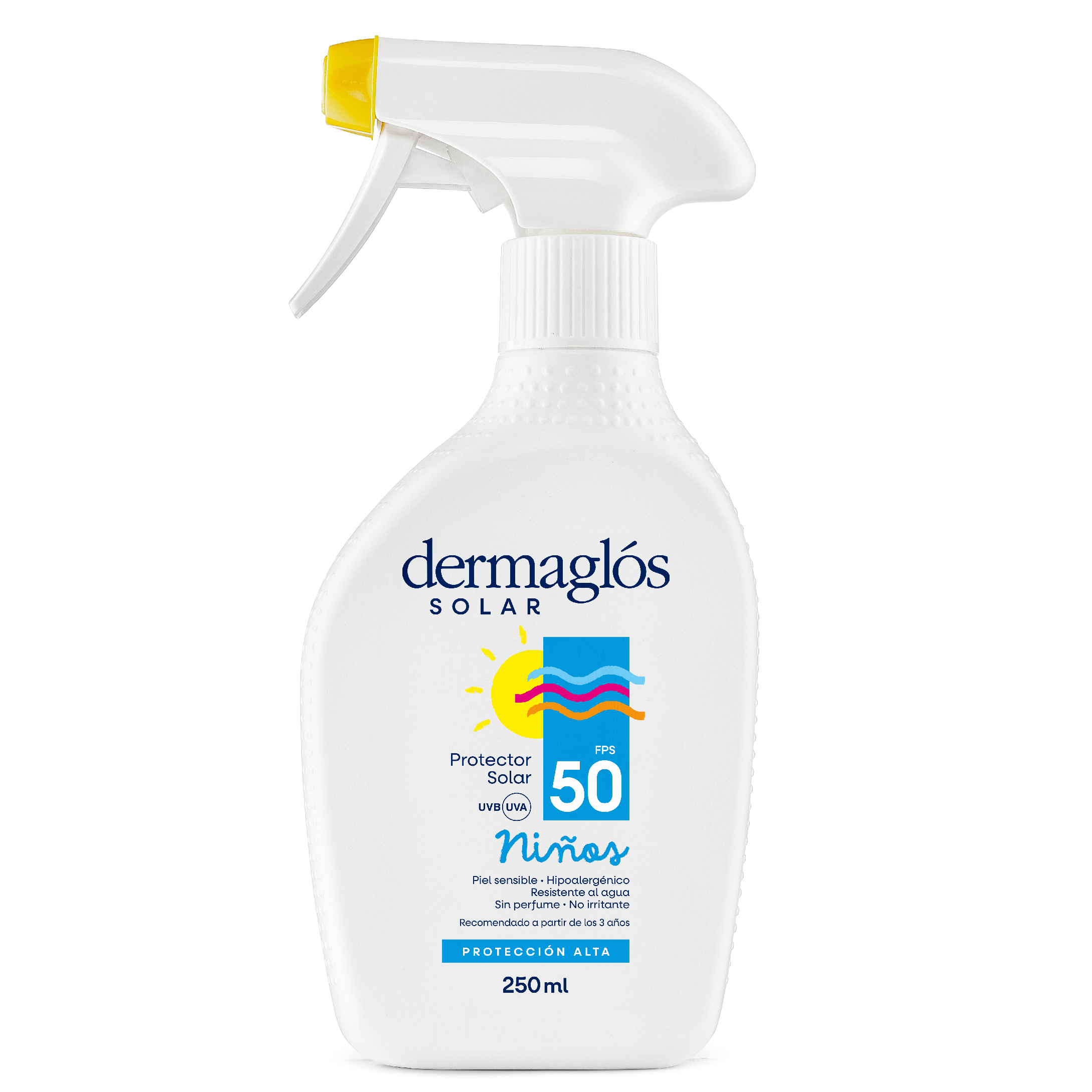 DERMAGLOS PROTECTOR SOLAR FPS 50 NIÑOS CON GATILLO  X 250 ML.
